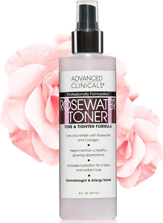 Advanced Clinicals Collagen + Rosewater Facial Mist Toner W/Charcoal & Aloe Vera. Alcohol-Free PH... | Amazon (US)