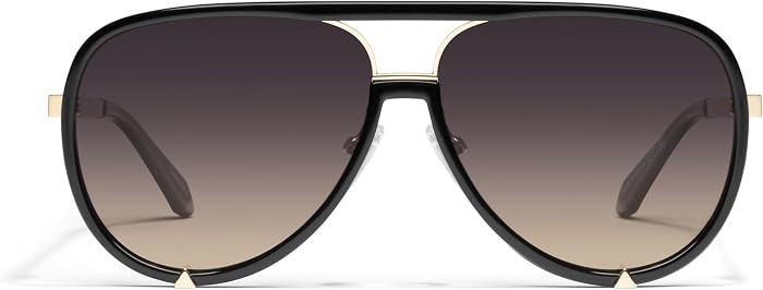 Quay - Womens Sunglasses, Polarized Aviator Lenses with UV Protection, Oversized Sunglasses (High Profile, Black Gold) | Amazon (US)