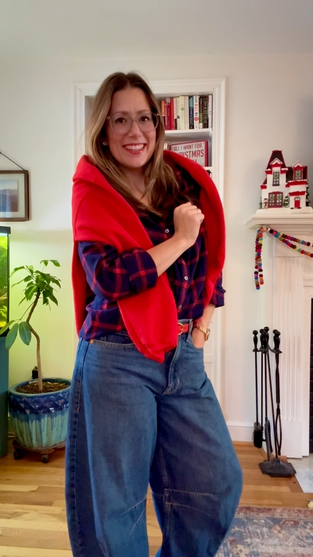 The countdown is on! It's two days before Christmas and comfort is the vibe. 🎄

Cute flannel, my fav horseshoe jeans, a festive nutcracker crewneck, and my cool-girl sneakers: my holiday mode  

#LTKHoliday #LTKmomlife #LTKootd