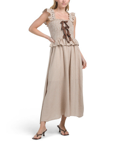 Flutter Sleeve Maxi Dress With Bow Detail | TJ Maxx