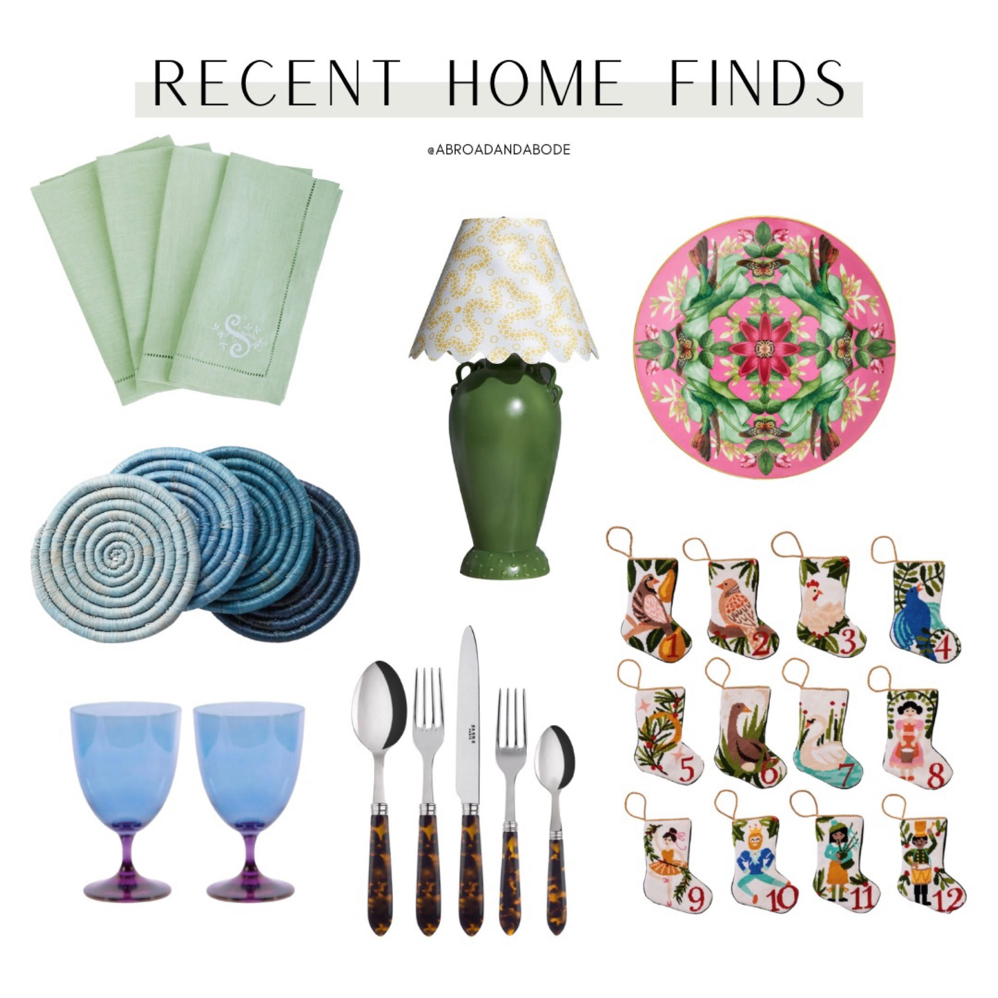 How darling and unique are these recent home finds?!

Home finds, home decor, christmas decor, holiday decor, stockings, table lamp, napkins, coasters, water glasses, silverware, over the moon

#LTKhome #LTKHoliday #LTKunder50