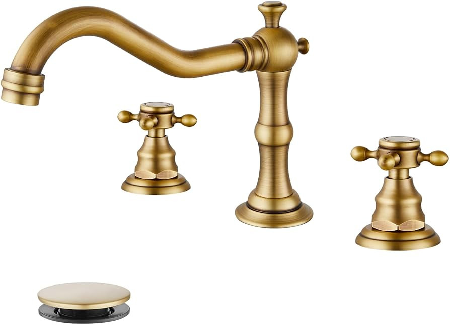gotonovo 3 Hole Widespread Bathroom Sink Faucet Double Cross Handle Mixer Tap Faucet for Bathroom... | Amazon (US)