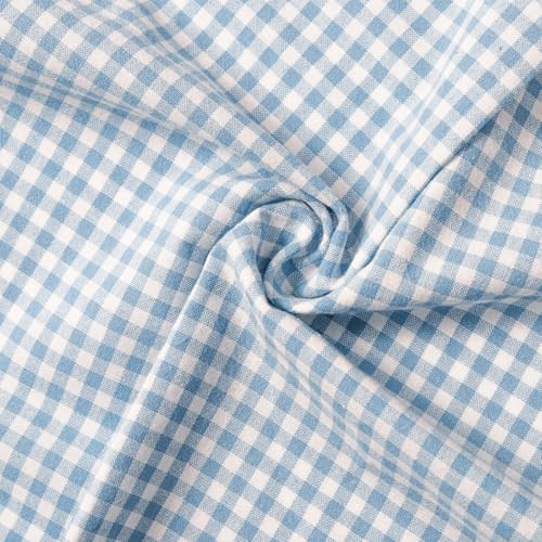 HHZZMIAO 57”W x 72”L Gingham Poly-Cotton Fabric Cut By The Yard, Checkered Plaid Vintage Fabric for DIY, Homespun, Handmade,Sewing and Home Textiles(Baby Blue,2 Yards) | Amazon (US)