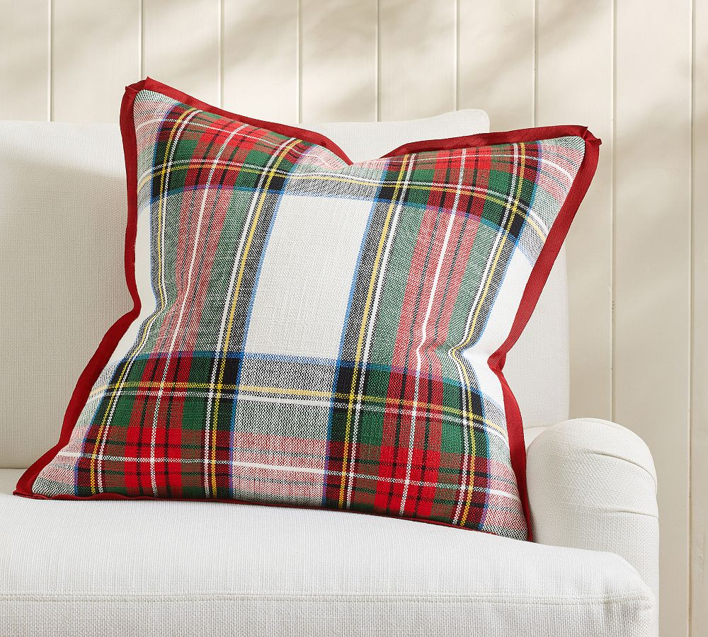 Stewart Plaid Grosgrain Pillow Cover | Pottery Barn (US)