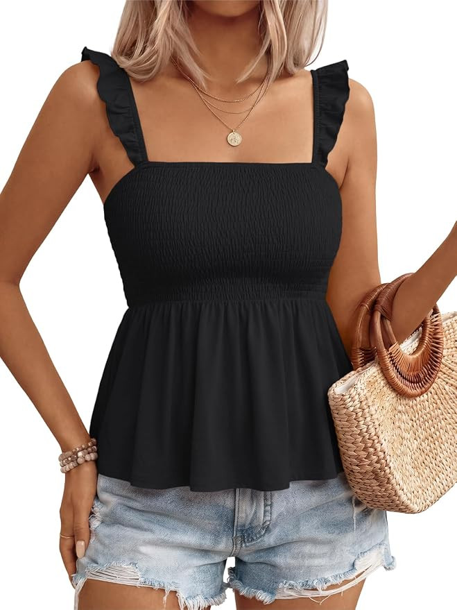 LILLUSORY Babydoll Camisole Tops for Women Square Neck Floral Flowy Tank Tops Summer 2026 | Amazon (US)