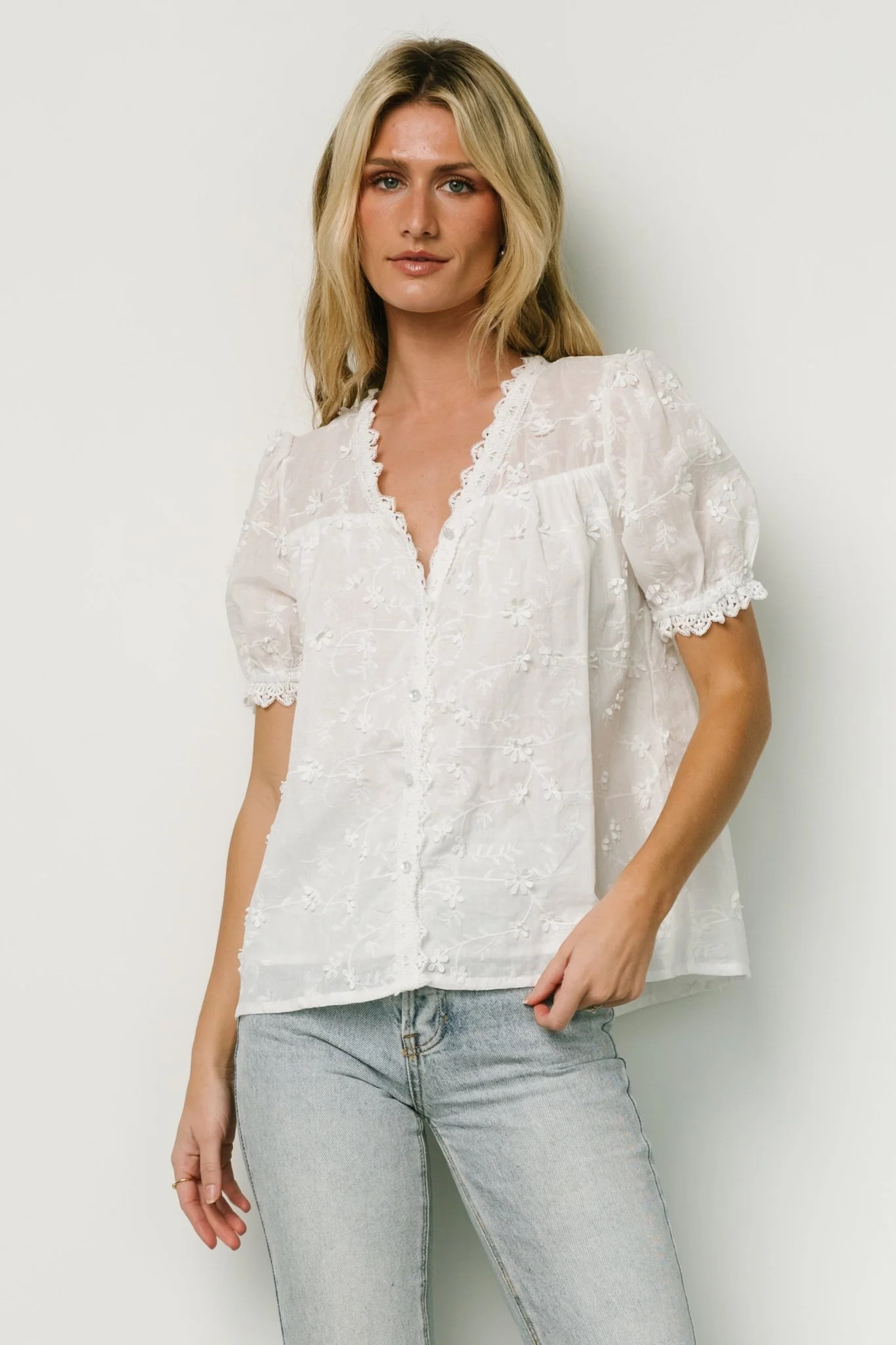 Pauline Embossed Top | Off White | Baltic Born