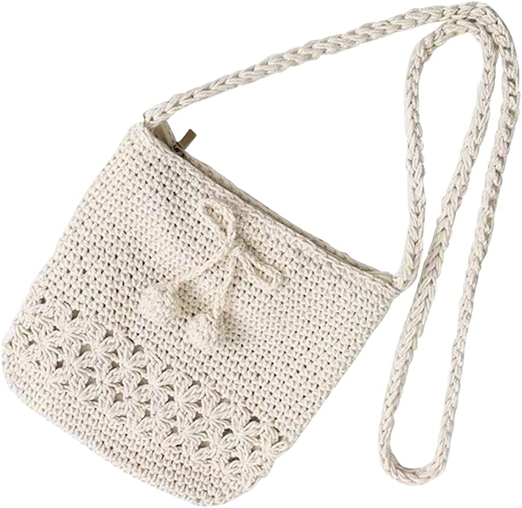 JBRUN Women Straw Crossbody Purse Beach Handmade Woven Shoulder Bag Cotton Crochet Tassel Square ... | Amazon (US)