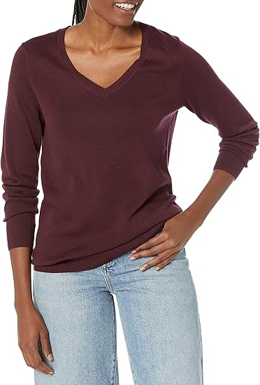 Amazon Essentials Women's Classic-Fit Lightweight Long-Sleeve V-Neck Sweater (Available in Plus S... | Amazon (US)