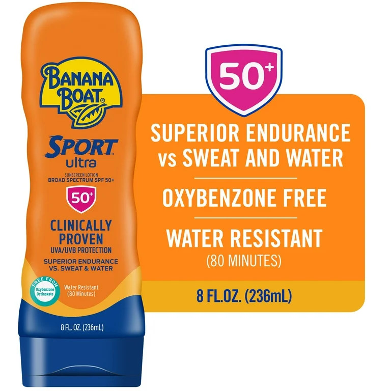 Banana Boat Sport Ultra SPF 50 Sunscreen Lotion, Sport Sunscreen, Adult Sunblock Lotion, 8 fl oz | Walmart (US)