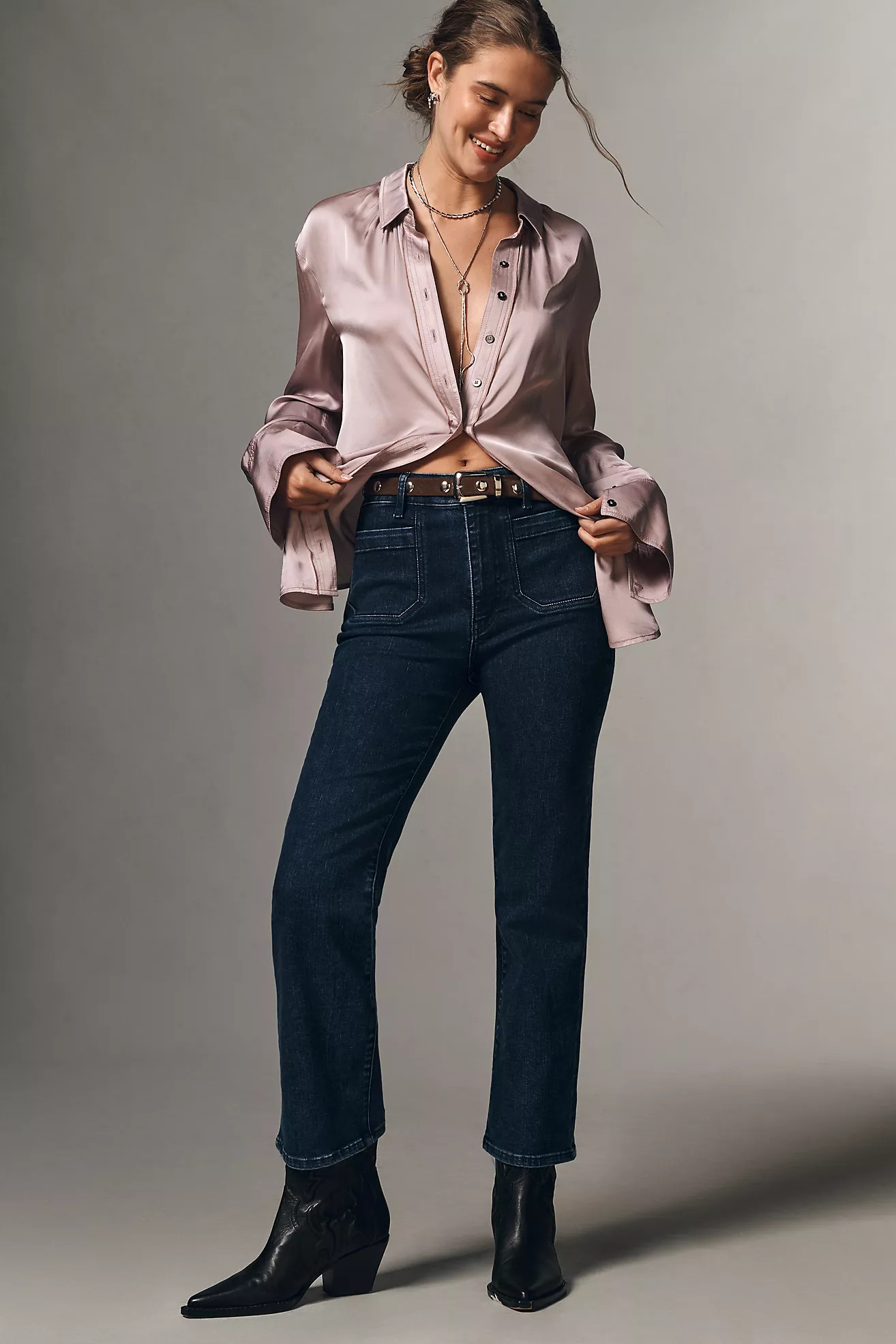 FRAME Reboot Crop High-Rise Flare Jeans | Anthropologie (US)