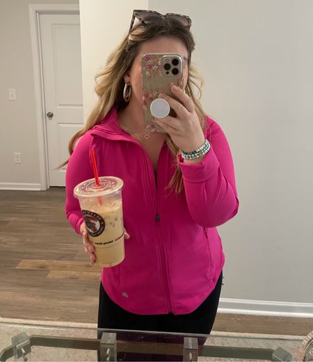 Pink zip up, pink workout jacket, pink jacket, kohl’s activewear, pink activewear, pink activewear set, pink Lululemon dupe, Lululemon zip up dupe 

#LTKstyletip #LTKcurves #LTKunder100