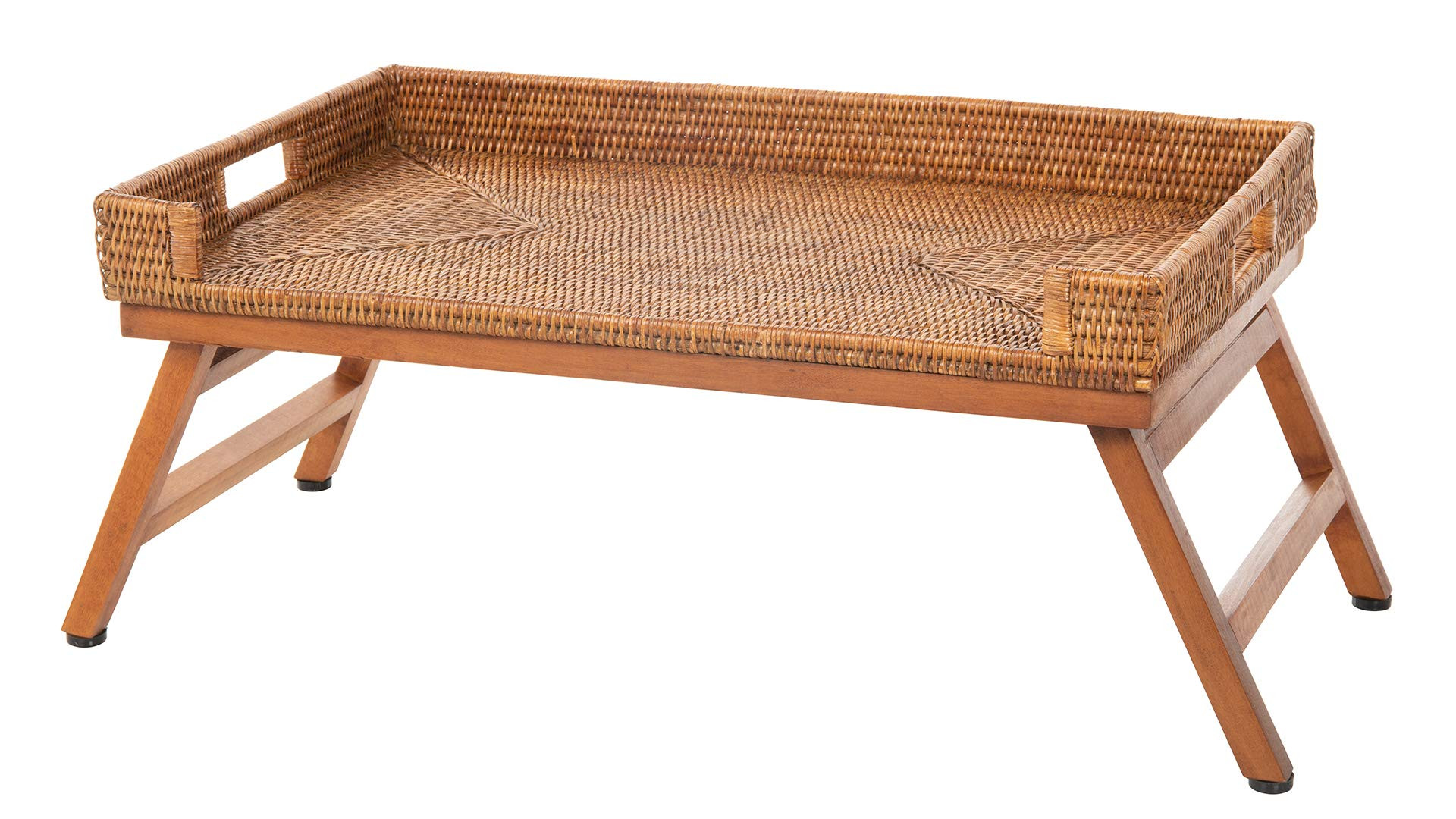 KOUBOO Rattan Breakfast Tray with Foldable Legs, Rectangular Serving Tray, Butler Tray with Foldi... | Amazon (US)