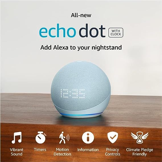 All-New Echo Dot (5th Gen, 2022 release) with clock | Smart speaker with clock and Alexa | Cloud ... | Amazon (US)