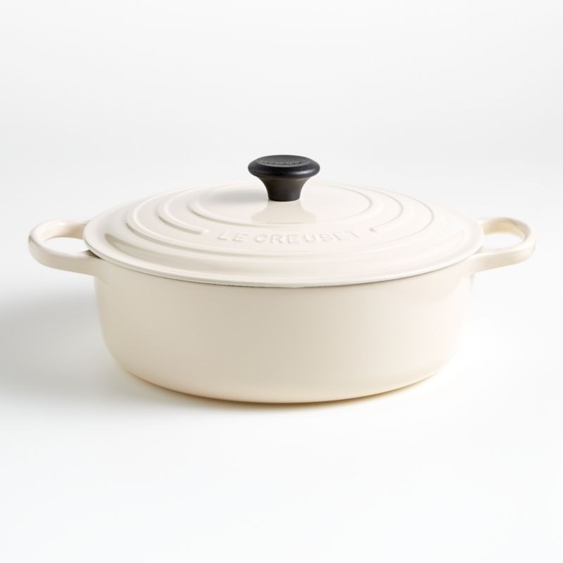 Le Creuset Signature 6.75-Qt. Cream Round Wide Oven + Reviews | Crate and Barrel | Crate & Barrel