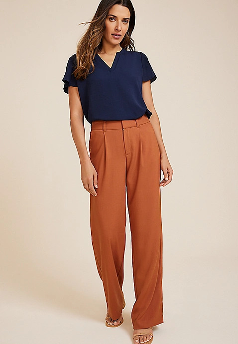 Idealist Linen High Rise Wide Leg Dress Pant | Maurices