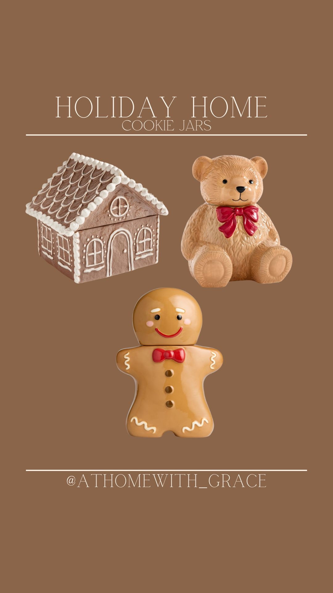 Christmas cookie jars. Such a cute way to add some fun for the kids and to holiday decor. Bear cookie jars gingerbread house. Cookie jars  

#LTKSeasonal #LTKHome