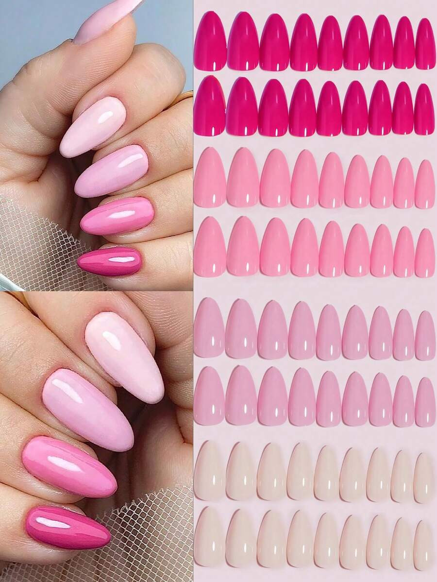 VV MEI JIA ER Valentines Nails 96Pcs Gradient Pink Colors Serics Press On Nails Gifts For Valenti... | SHEIN