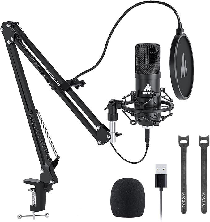 USB Microphone, MAONO 192KHZ/24Bit Plug & Play PC Computer Podcast Condenser Cardioid Metal Mic K... | Amazon (US)