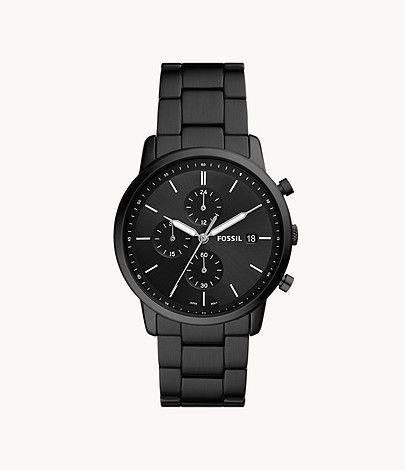 Minimalist Chronograph Black Stainless Steel Watch | Fossil (US)