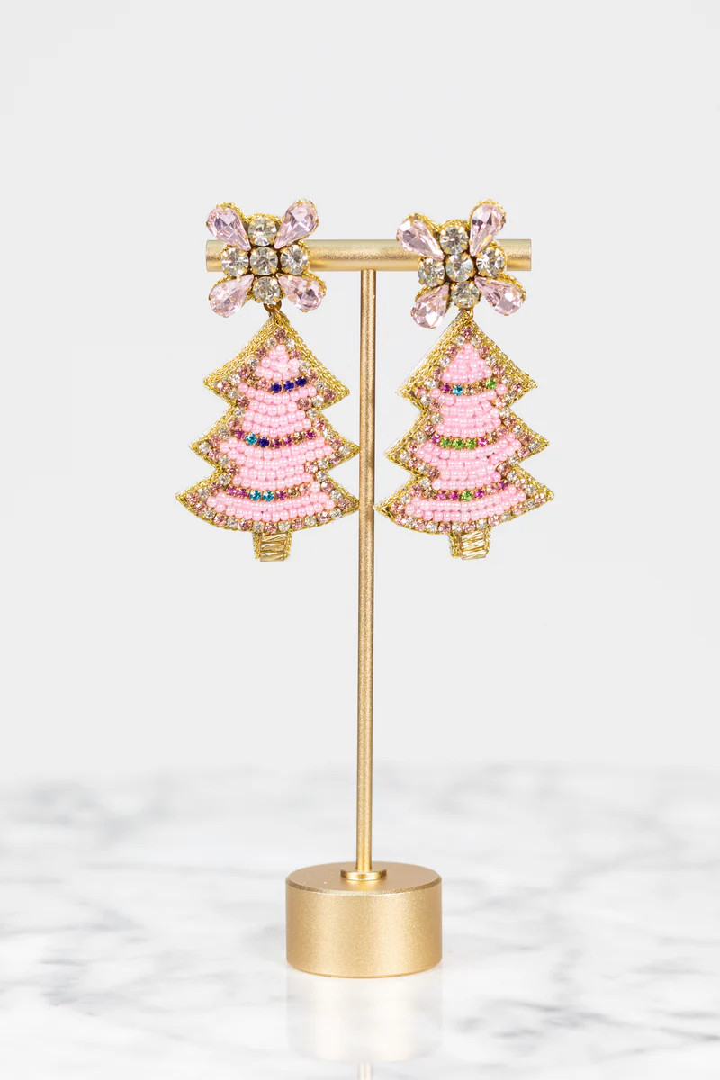 Christmas Tree Earrings- Pink | Avara