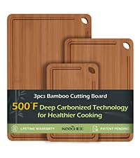 Bamboo Cutting Board, Durable Wood Cutting Boards for Kitchen with Deep Juice Grooves & Built-in ... | Amazon (US)