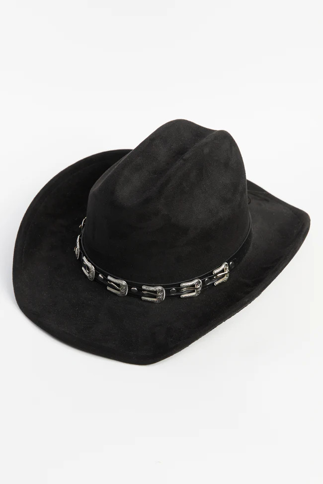 Martine Black Buckle Cowboy Hat FINAL SALE | Pink Lily