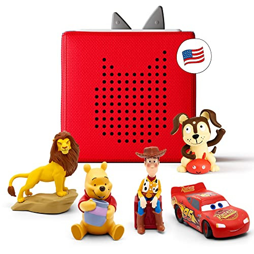 Toniebox Audio Player Starter Set with Woody, Lightning McQueen, Simba, Winnie-The-Pooh, and Playtime Puppy - Listen, Learn, and Play with One Huggable Little Box - Red | Amazon (US)