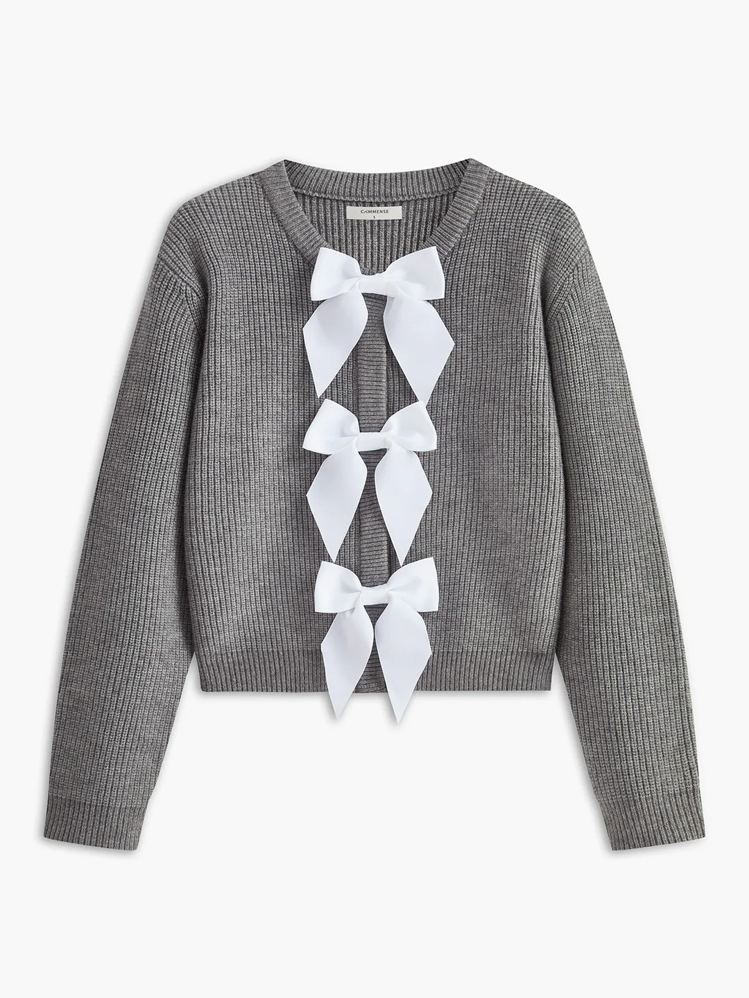 Bow Ribbed Warm Sweater | Commense