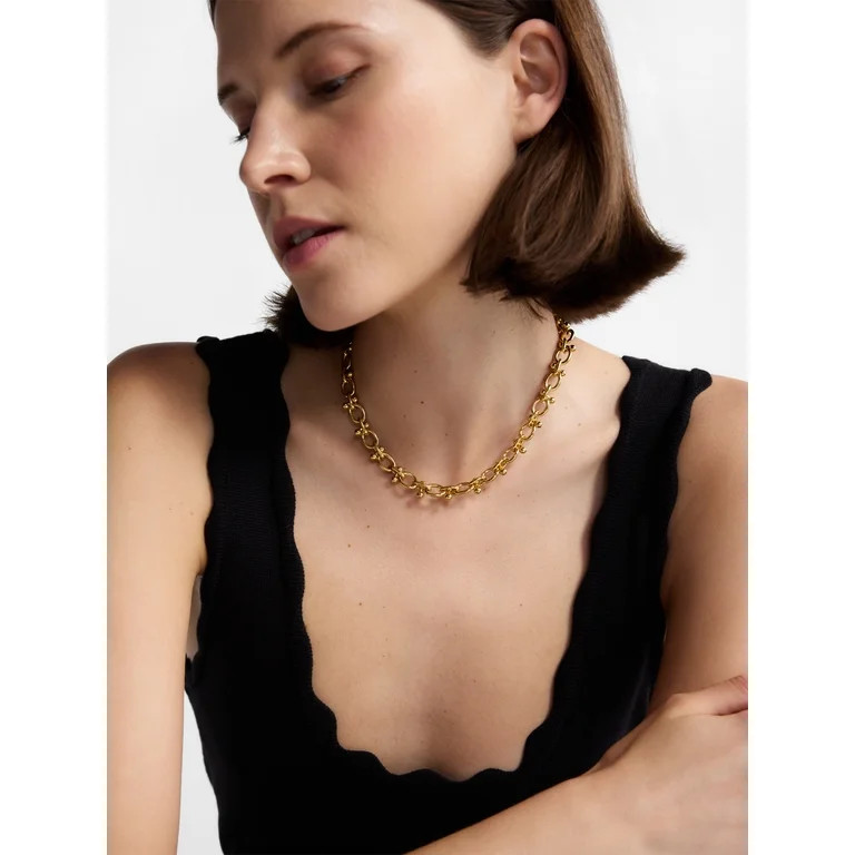 Free Assembly Women's Goldtone Statement Chain Necklace, 16" + 3" Extender | Walmart (US)