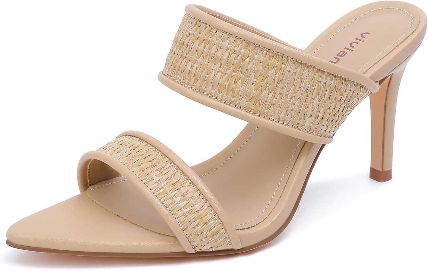 vivianly Clear Pointed Toe Heels Sandals Transparent Strap Stiletto High Heels Slip on Mules for ... | Amazon (US)