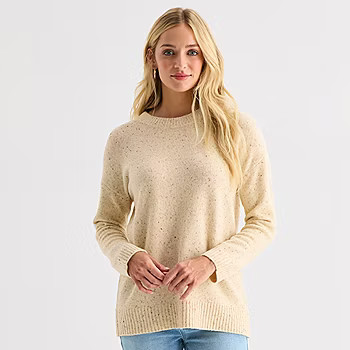 a.n.a Womens Crew Neck Long Sleeve Pullover Sweater | JCPenney