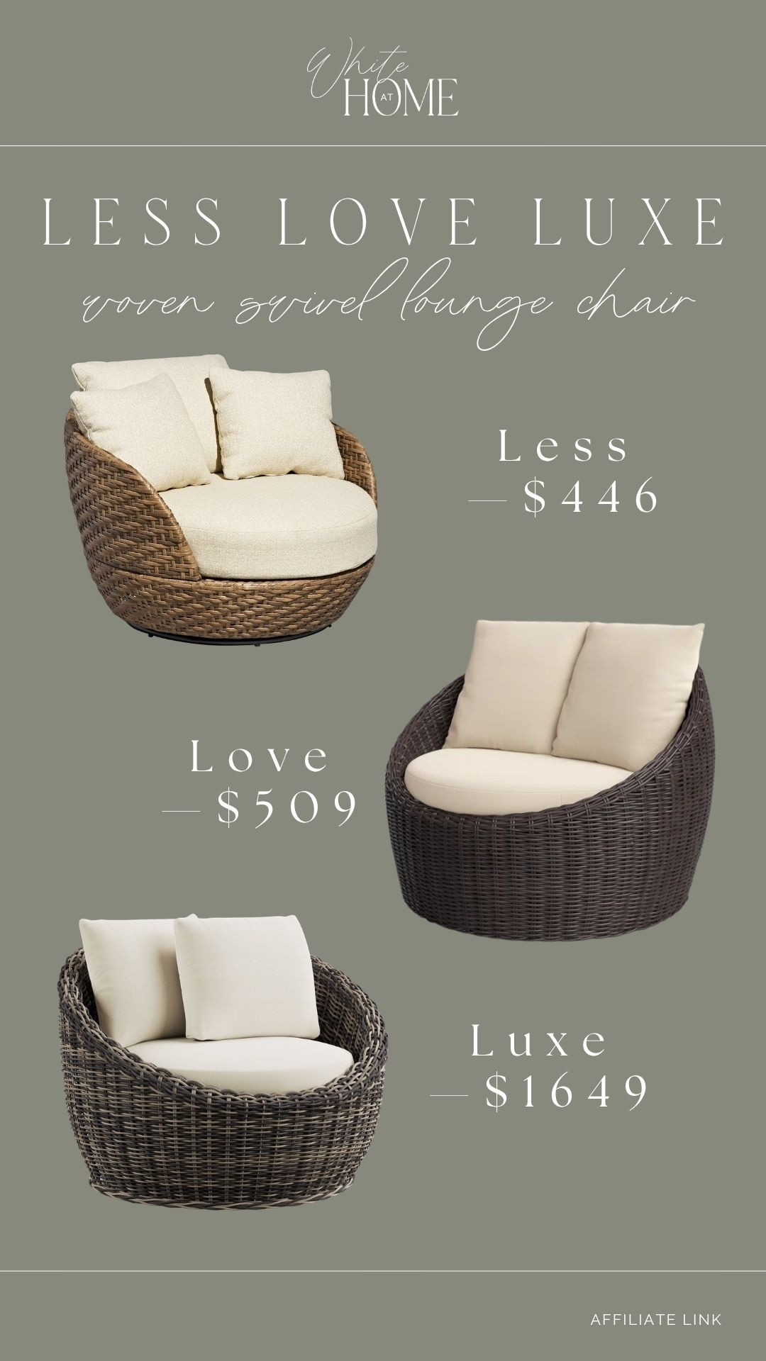 Less, love, luxe outdoor lounge chair favorites! I love the woven base and swivel feature on all of these outdoor lounge chairs. The perfect chairs to cuddle up in. Which is your favorite?

#LTKHome #LTKSeasonal #LTKSaleAlert