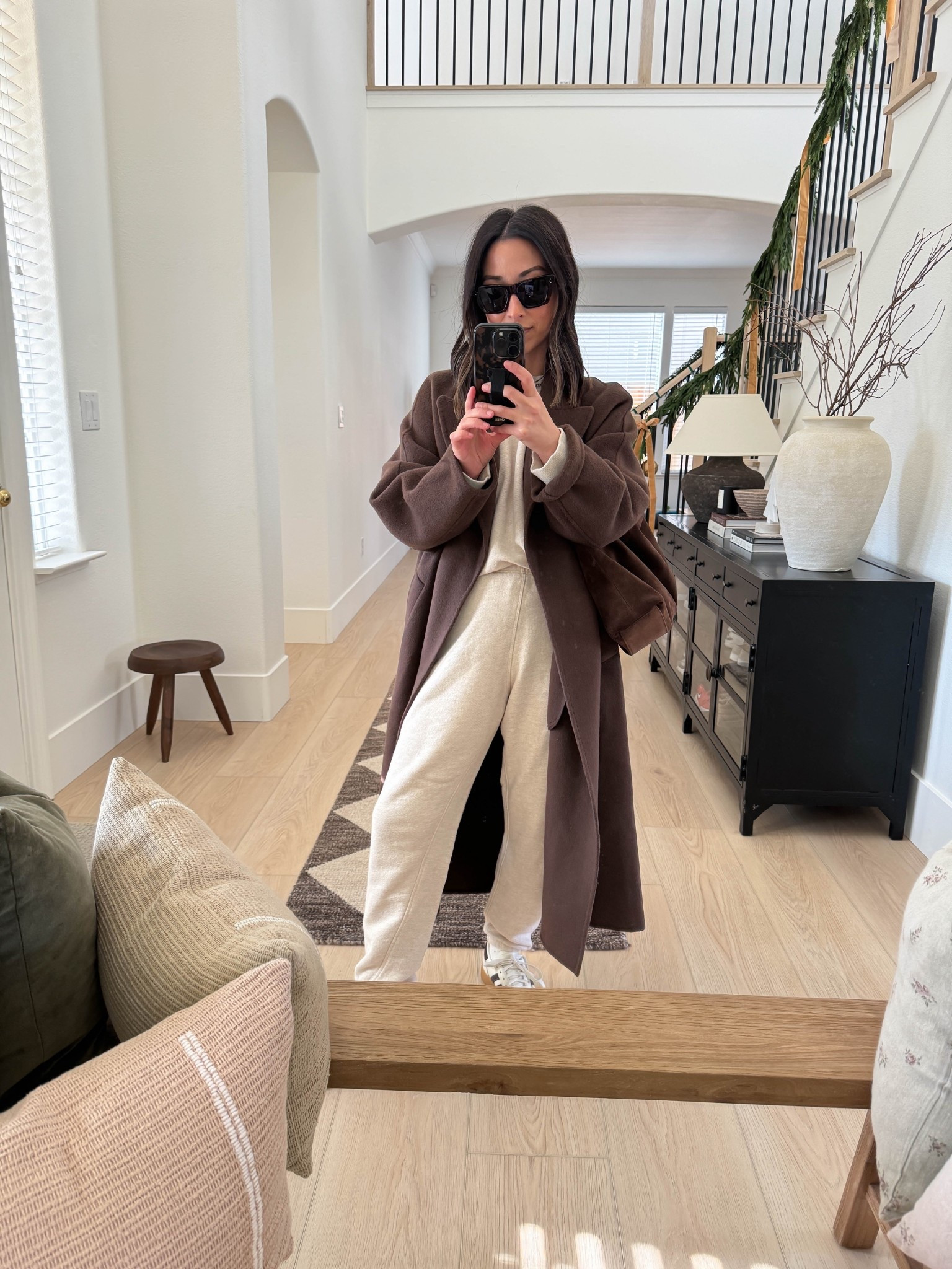 Cozy cold weather outfits.

Gentle Herd coat xs (old)
Jenni Kayne sweatshirt medium
Jenni Kayne sweatpants xs
Adidas Spezial sneakers 4 mens
Liffner Hobo Pillow bag
Celine sunglasses

Winter outfits, winter style, petite style 

#LTKPetite #LTKSeasonal
