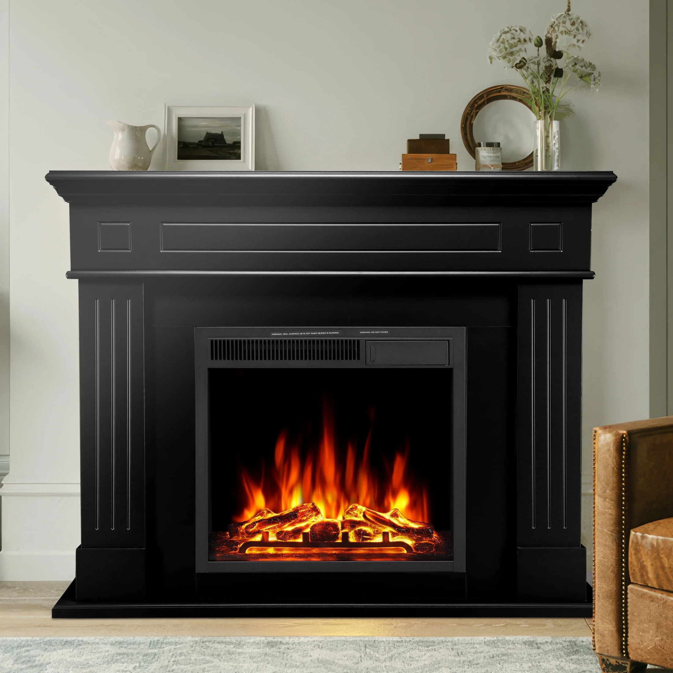 Auseo 39.57" x 43.31" Freestanding Remote Controlled 1500W Electric Fireplace | Walmart (US)