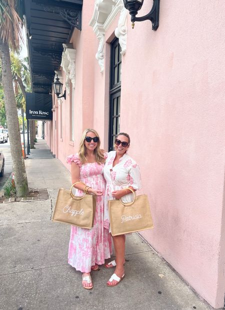 Charleston looks: pink toile dress 

Travel maxi dress coastal preppy style gold sandals 

#LTKunder50 #LTKFind #LTKtravel