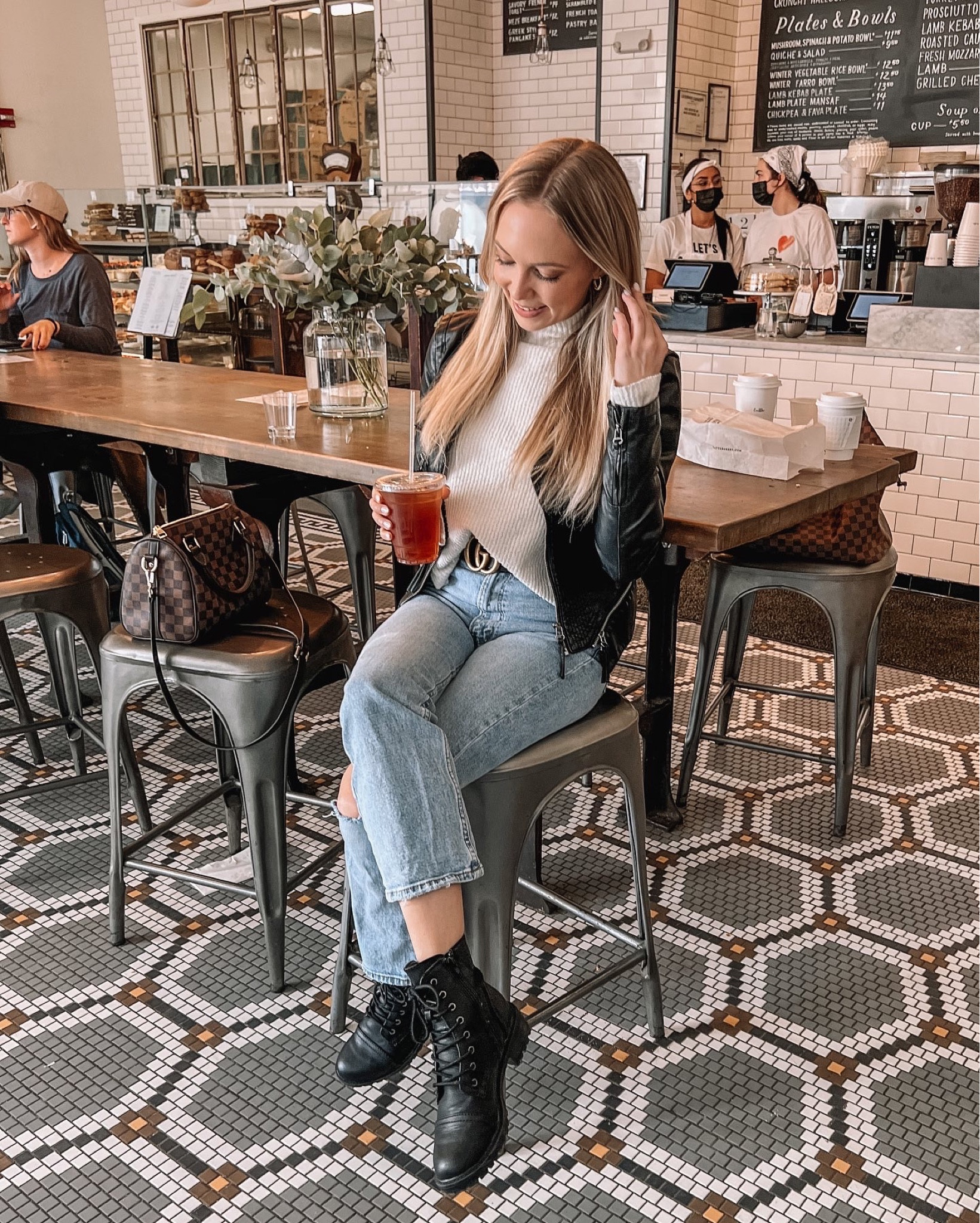 Fall outfit idea, agolde jeans, black combat boots, vegan faux leather jacket, black jacket, white sweater, cropped sweater 

#LTKunder100 #LTKSeasonal #LTKworkwear