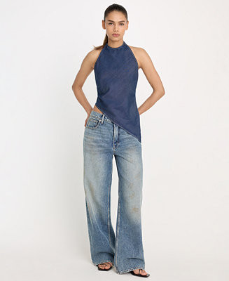 Good American Women's Asymmetric Hem Halter Neck Top, Regular & Plus Size - Macy's | Macy's