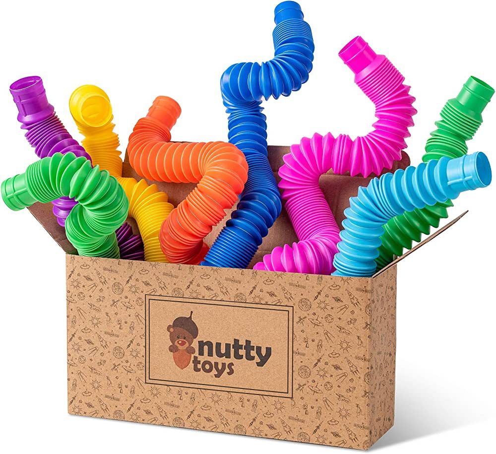 nutty toys 8 pk Pop Tubes Sensory Toys (Large) Fine Motor Skills & Learning Toddler Toy for Kids,... | Amazon (US)