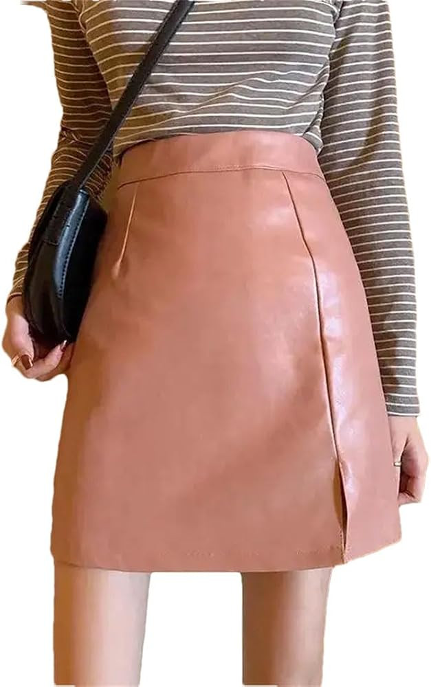 Women's Leather Gothic High Waist Split Short Vintage Bottoms Plus Size Skirt | Amazon (US)