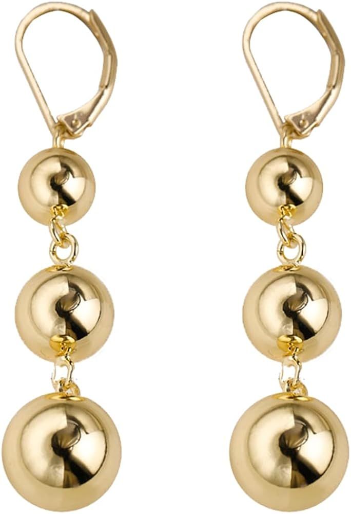 WASAIE Ball Beads Drop Dangle Hoop Earrings for Women,Trendy Statement Dangling Jewelry Earrings ... | Amazon (US)