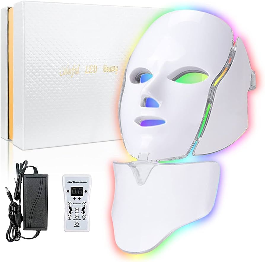 LOUDYKACA Led Face Mask Light Therapy 7 Color Facial Mask Blue Red for Face Acne Reduction Skin C... | Amazon (US)
