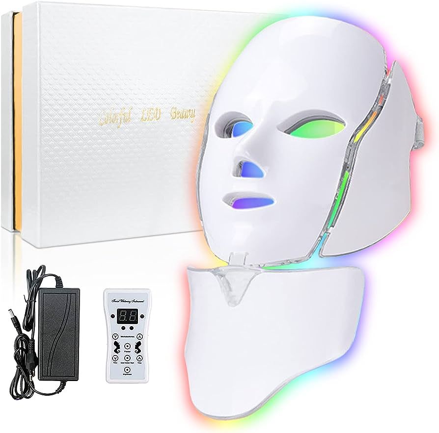 LOUDYKACA Led Face Mask Light Therapy 7 Color Led Light Therapy Facial Mask Blue Red Light Therap... | Amazon (US)