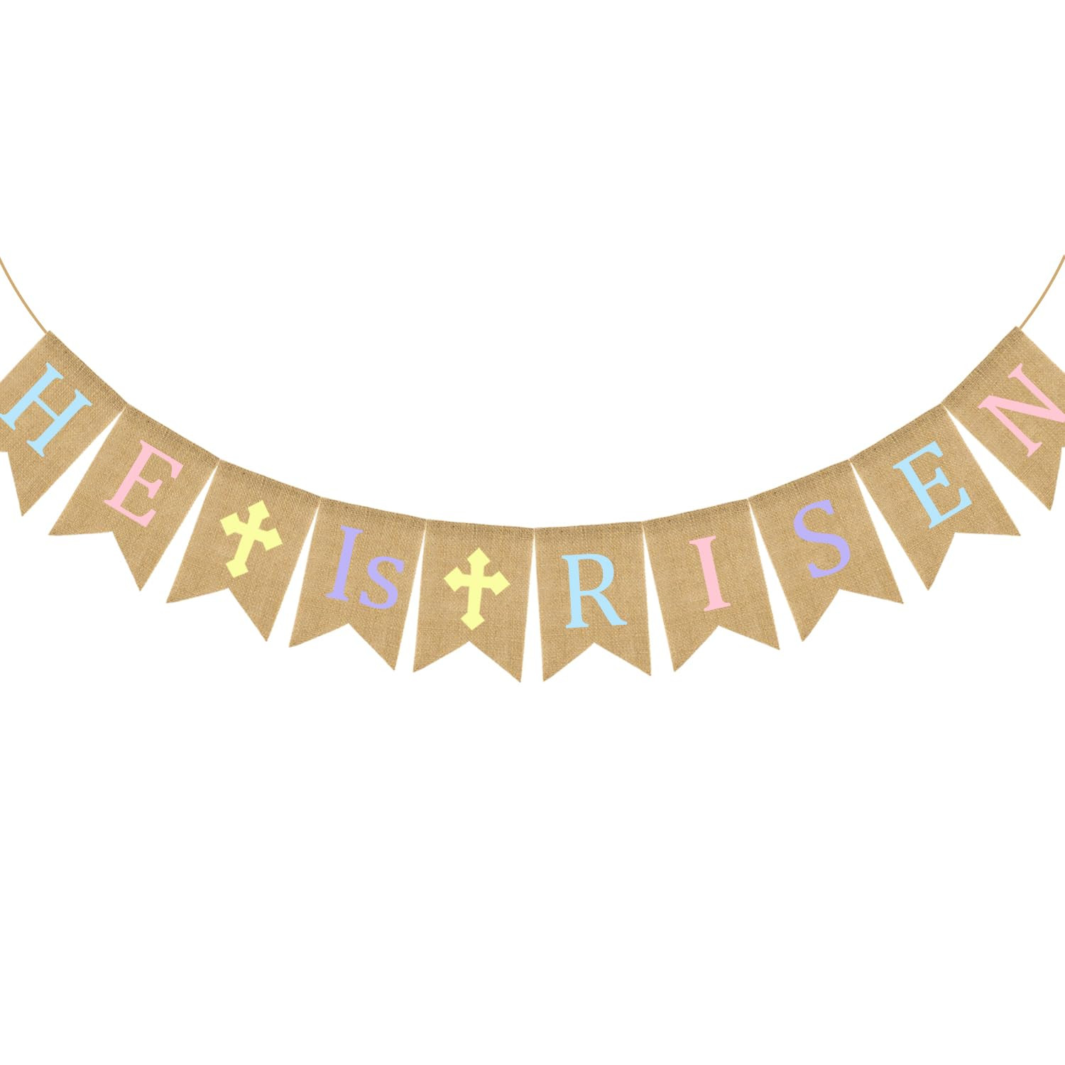 Doumeny He is Risen Burlap Banner Colorful Religious Garland Banner Easter Hanging Garland Happy ... | Amazon (US)