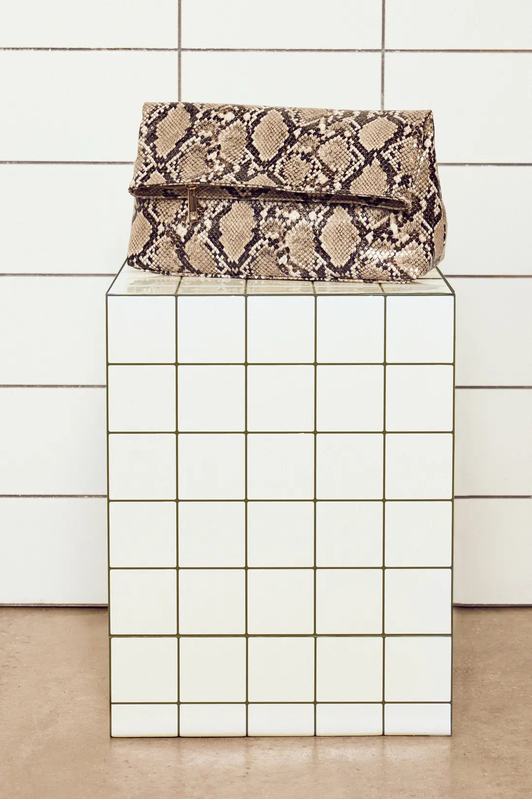 Large Snake Print Fold Over Clutch Bag | boohoo (US & Canada)