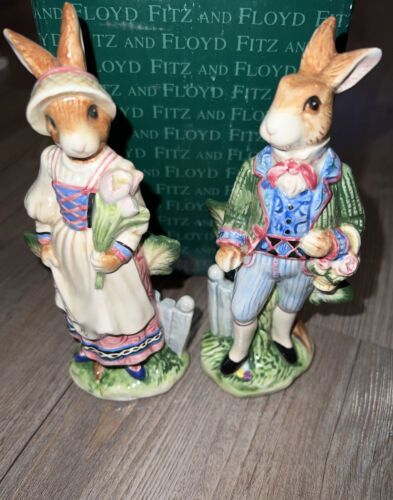 New Fitz and Floyd Old World Rabbits Salt & Pepper Set 6.5 Easter Spring Display  | eBay | eBay AU
