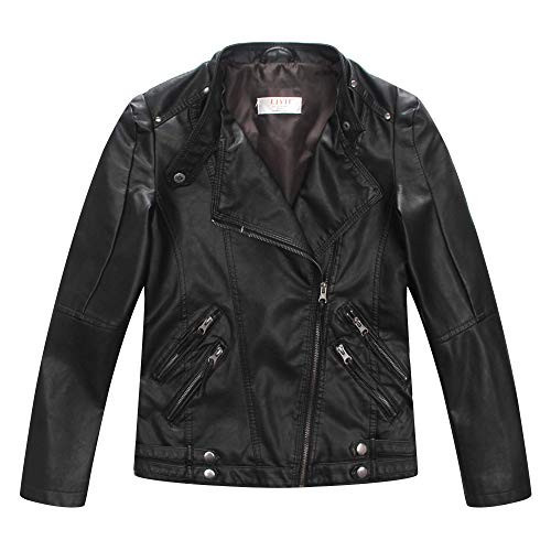 LJYH Boys&girls Faux Leather Moto Jackets Kids Zipper Winter Thick Coats Outerwear 9-10yrs 140cm | Amazon (US)