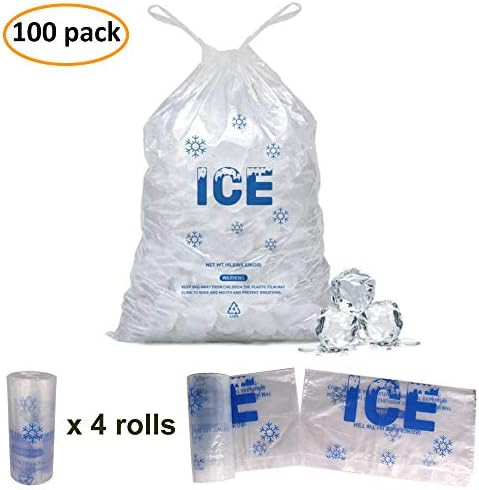 Belinlen 100 PACK 10 lb. Plastic Drawstring Ice Bags 12 x 21 Inch Heavy-Duty Plastic Ice Bags with P | Amazon (US)