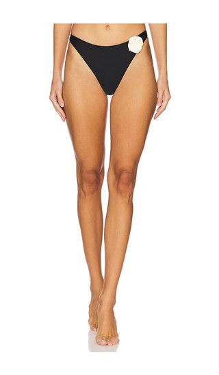 Leilani Mid Rise Bikini Bottom in Black & Cream | Revolve Clothing (Global)