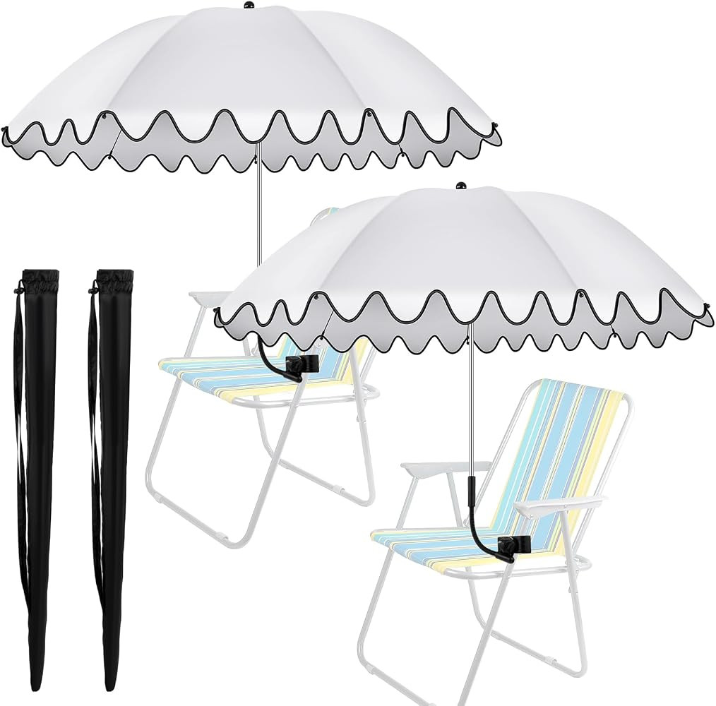 Abbylike 2 Pcs Scalloped Chair Umbrella with Universal Adjustable Clamp 38'' Portable Wheelchair ... | Amazon (US)