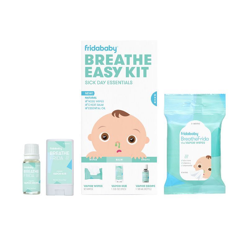 Frida Baby Baby Breathe Easy Kit Sick Day Essentials with Vapor Wipes, Vapor Rub and Vapor Drops | Target